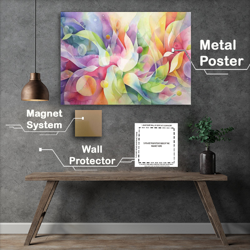 Buy Metal Poster : (Abstract shapes and bubbles)