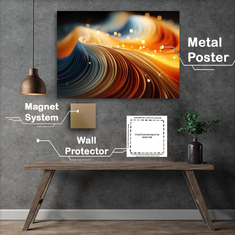 Buy Metal Poster : (Colourful sand waves with droplets)