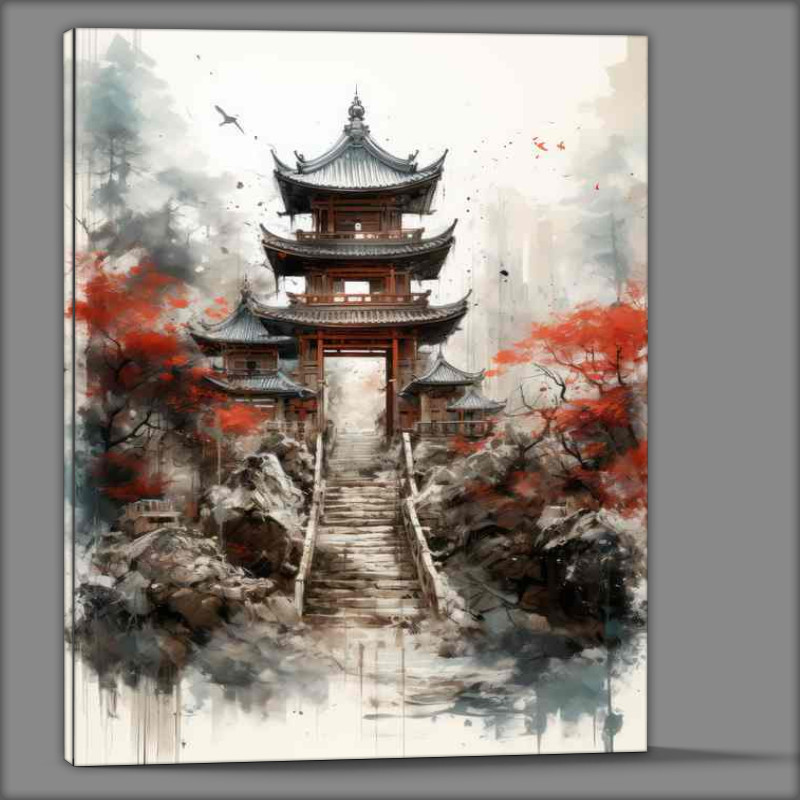 Buy Canvas : (Graceful Gateways Japans temple Torii in Watercolor Whispers)