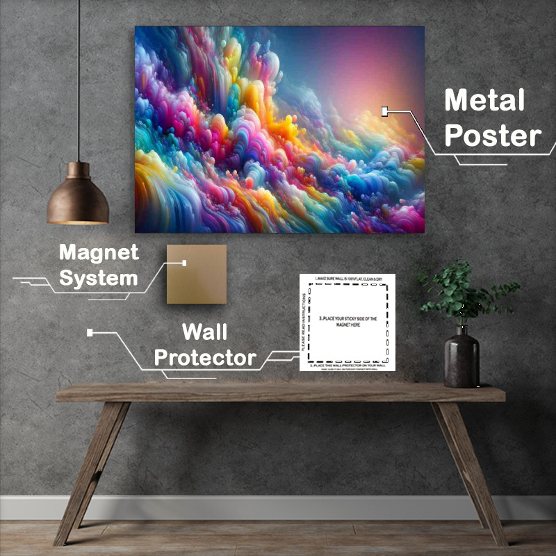 Buy Metal Poster : (Iridescent landscape splashes of vibrant colors)