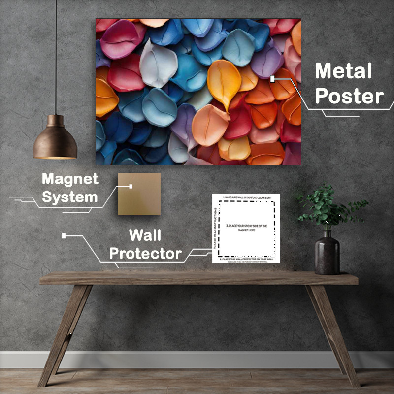 Buy Metal Poster : (Multi coloured leaf forms abstract)
