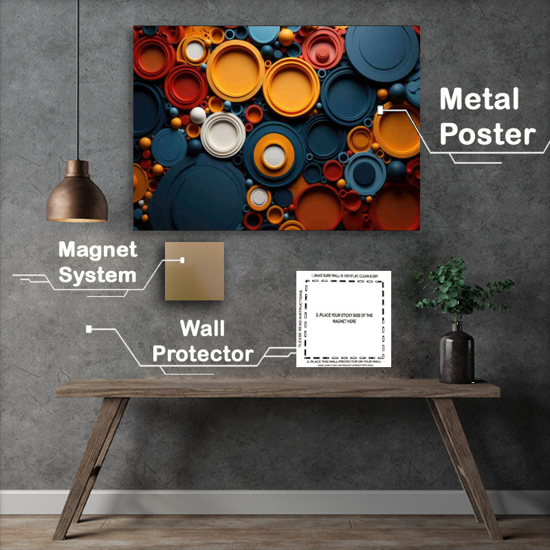 Buy Metal Poster : (Potted circle colours abstract form)