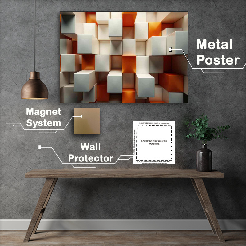 Buy Metal Poster : (The blocked wall of squares)