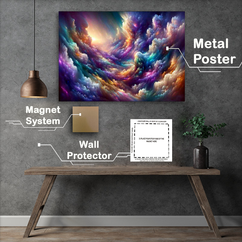 Buy Metal Poster : (surreal skyscape with clouds that swirl in a dance of vibrant hues)