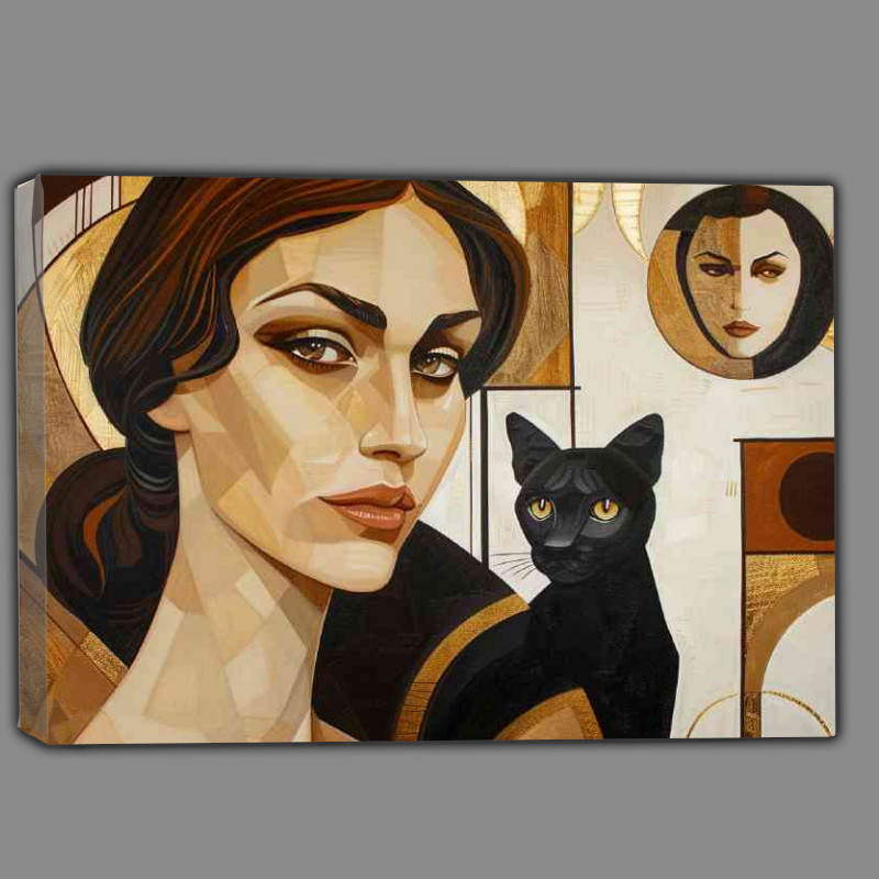 Buy Canvas : (Attractive woman with a black cat)