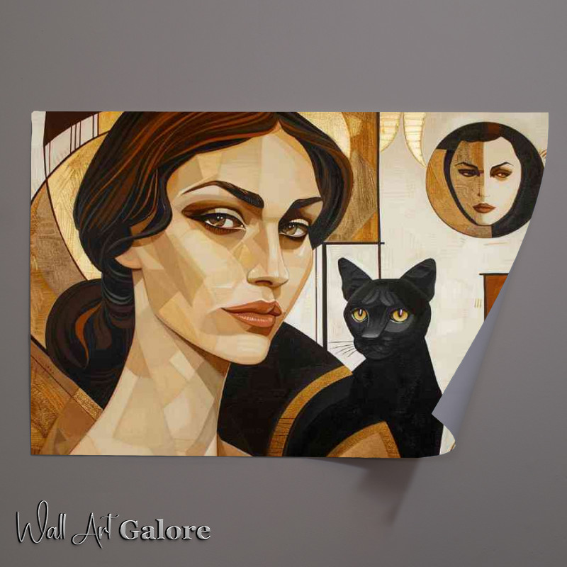Buy Unframed Poster : (Attractive woman with a black cat)
