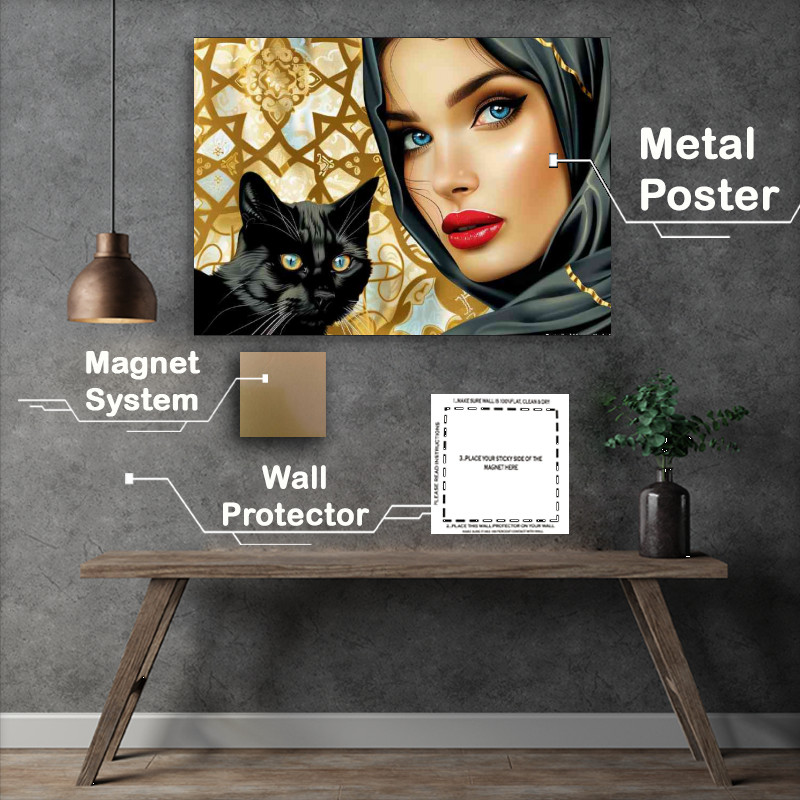 Buy Metal Poster : (Beautiful woman with blue eyes and black hair)
