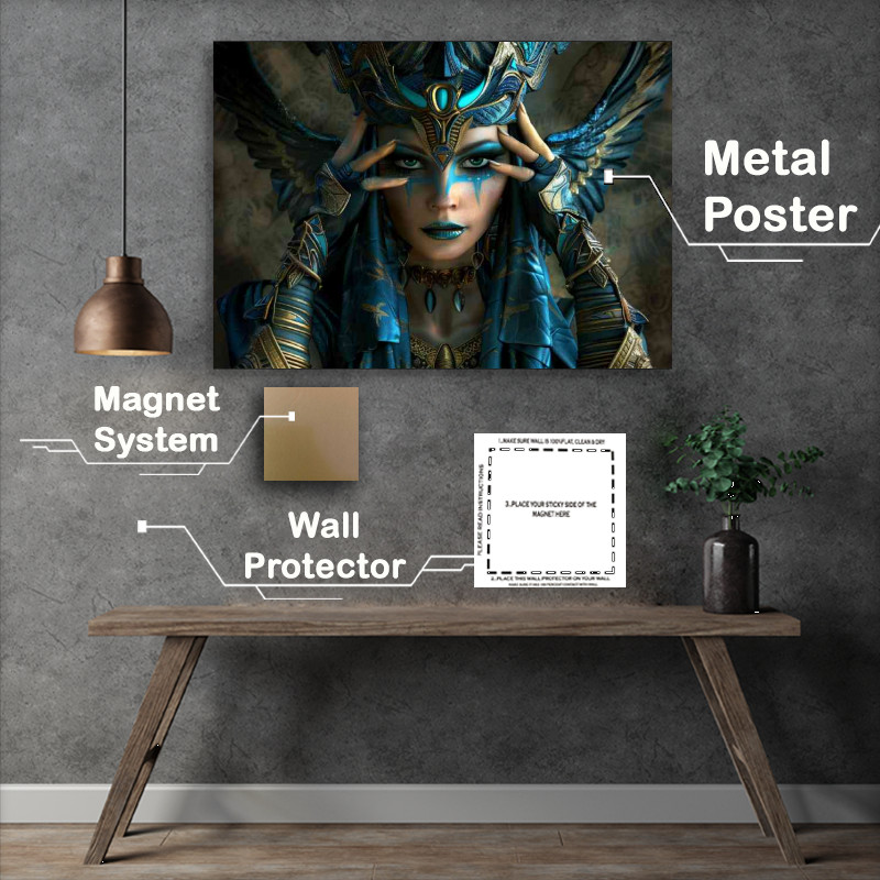 Buy Metal Poster : (Egyptian goddess in blue and glod)