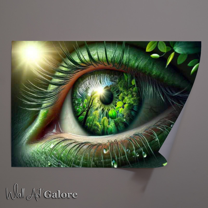 Buy Unframed Poster : (Eye reflecting a lush verdant forest scene)