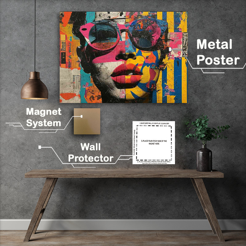 Buy Metal Poster : (Person art in the style of pop art vibrancy fragmente)