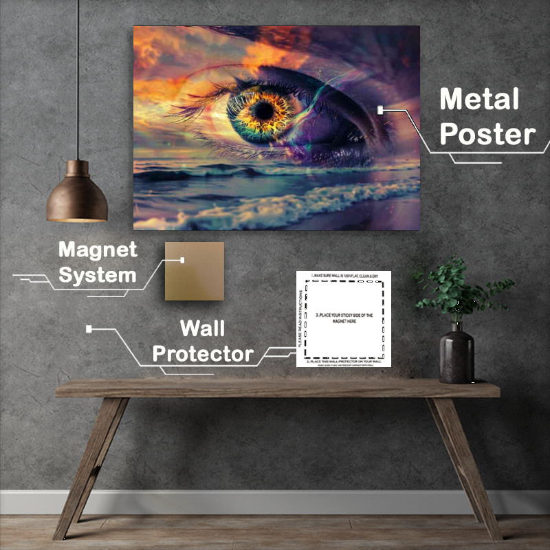 Buy Metal Poster : (The Eye with the sea waves)