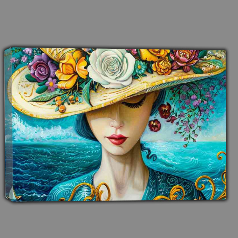 Buy Canvas : (woman with flowers in her hat painting)