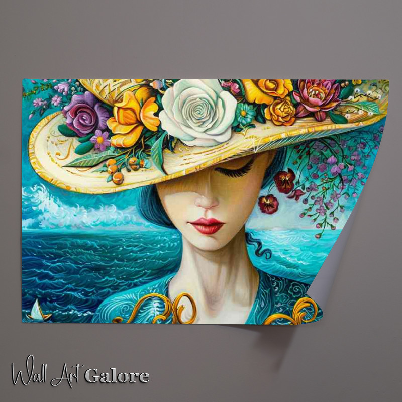 Buy Unframed Poster : (woman with flowers in her hat painting)