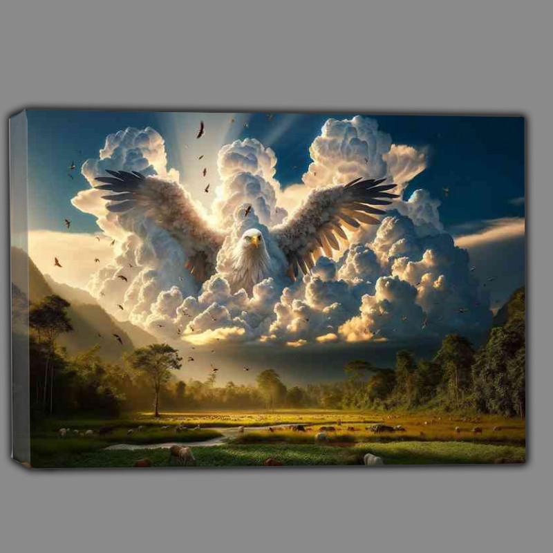 Buy Canvas : (Breathtaking thick white clouds Eagle in the sky)