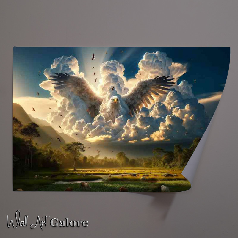 Buy Unframed Poster : (Breathtaking thick white clouds Eagle in the sky)