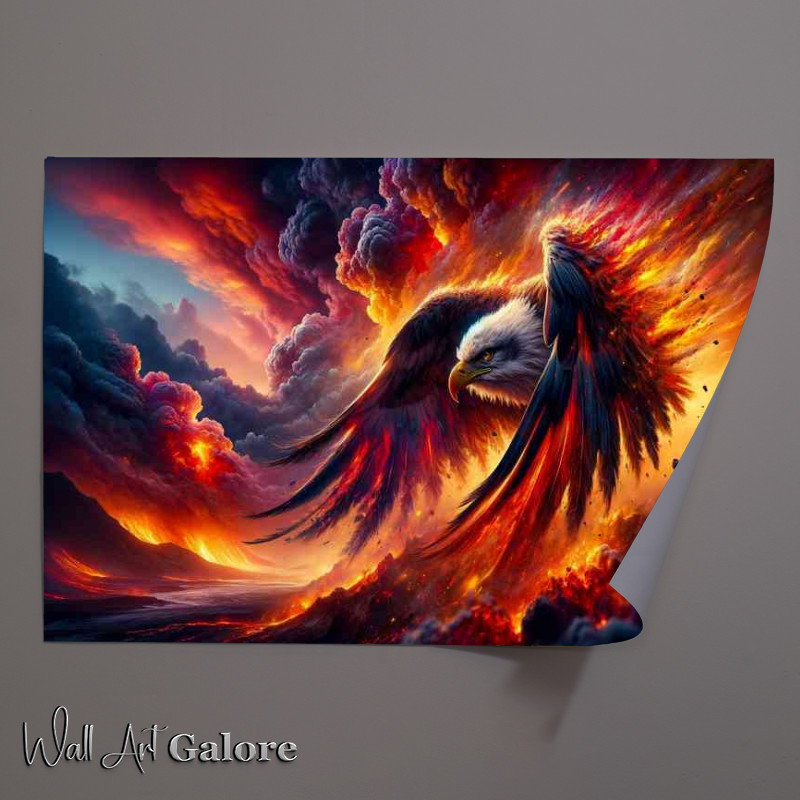 Buy Unframed Poster : (Eagle its feathers ablaze with a spectrum of reds)