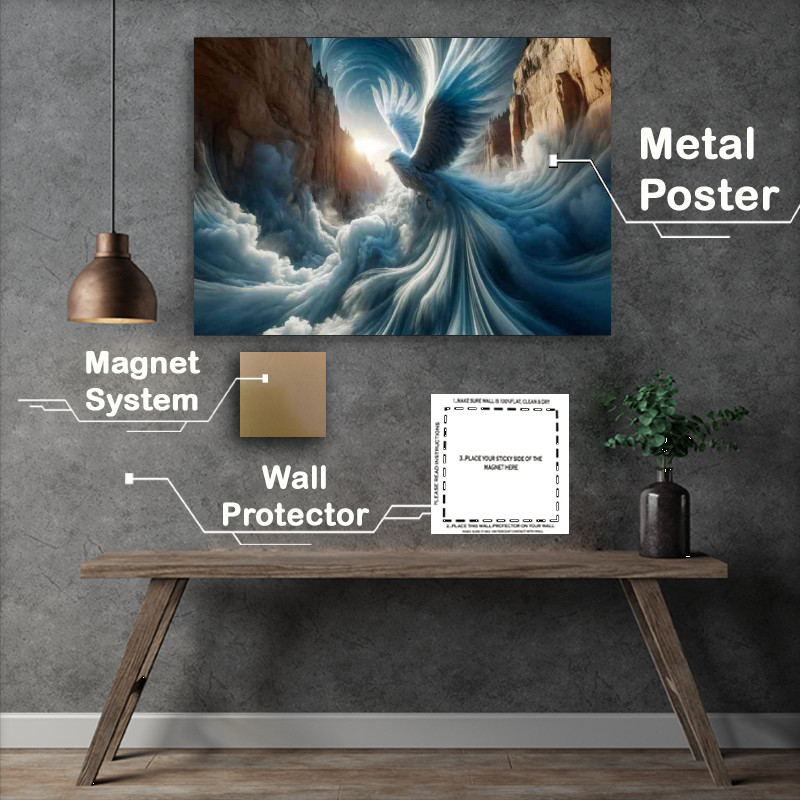 Buy Metal Poster : (Elemental hawk its feathers a swirl of clouds)