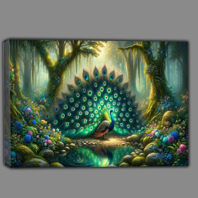 Buy Canvas : (Majestic Peacock in an enchanted forest)