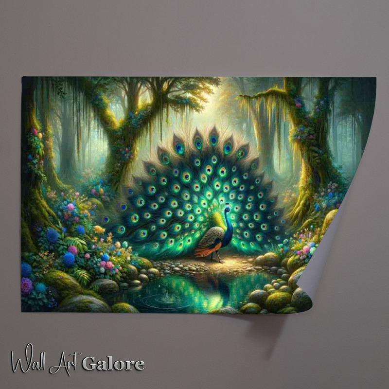 Buy Unframed Poster : (Majestic Peacock in an enchanted forest)
