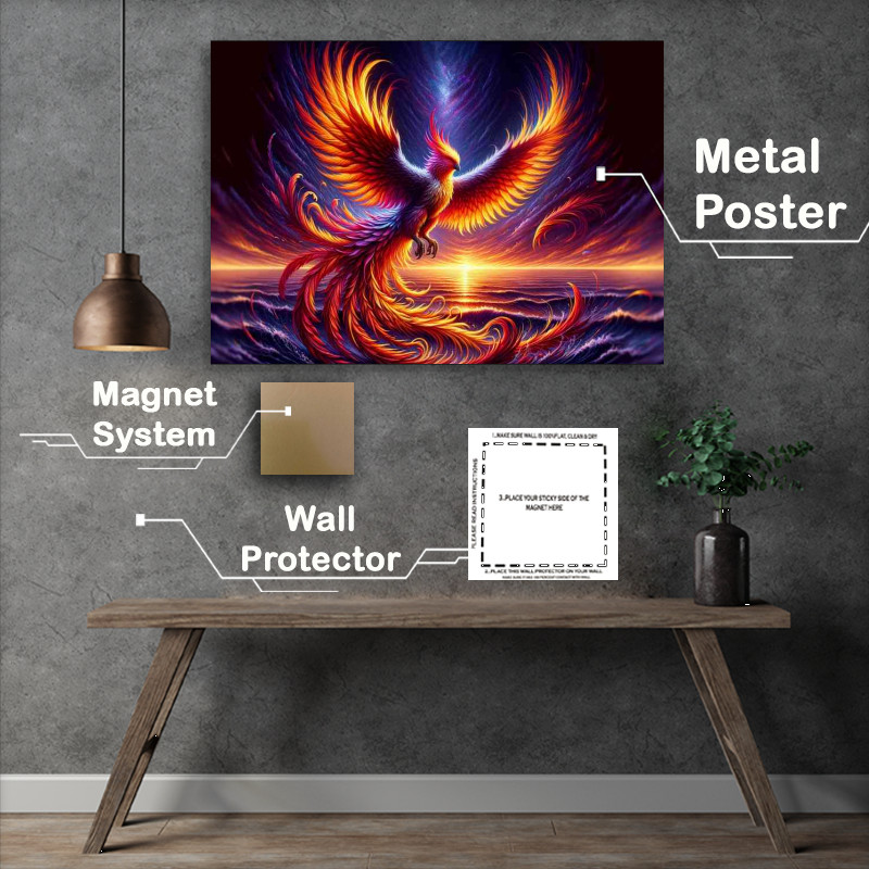 Buy Metal Poster : (Majestic Phoenix in the form of a large Eagle with feathers)