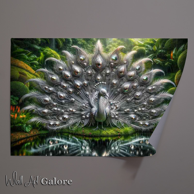 Buy Unframed Poster : (Metallic Peacock its feathers an elaborate array of iridescent steel)