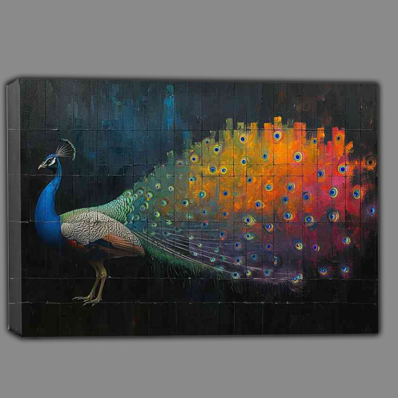 Buy Canvas : (Painted peacock street art on a wall)