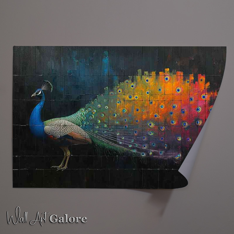 Buy Unframed Poster : (Painted peacock street art on a wall)