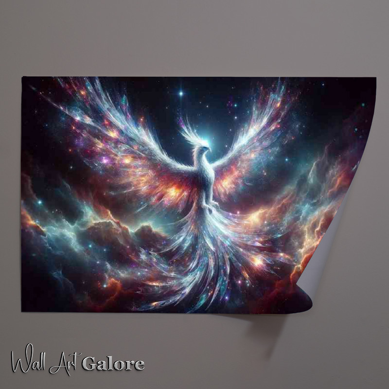Buy Unframed Poster : (Phoenix made of shimmering glass and light rising from a nebula cloud)