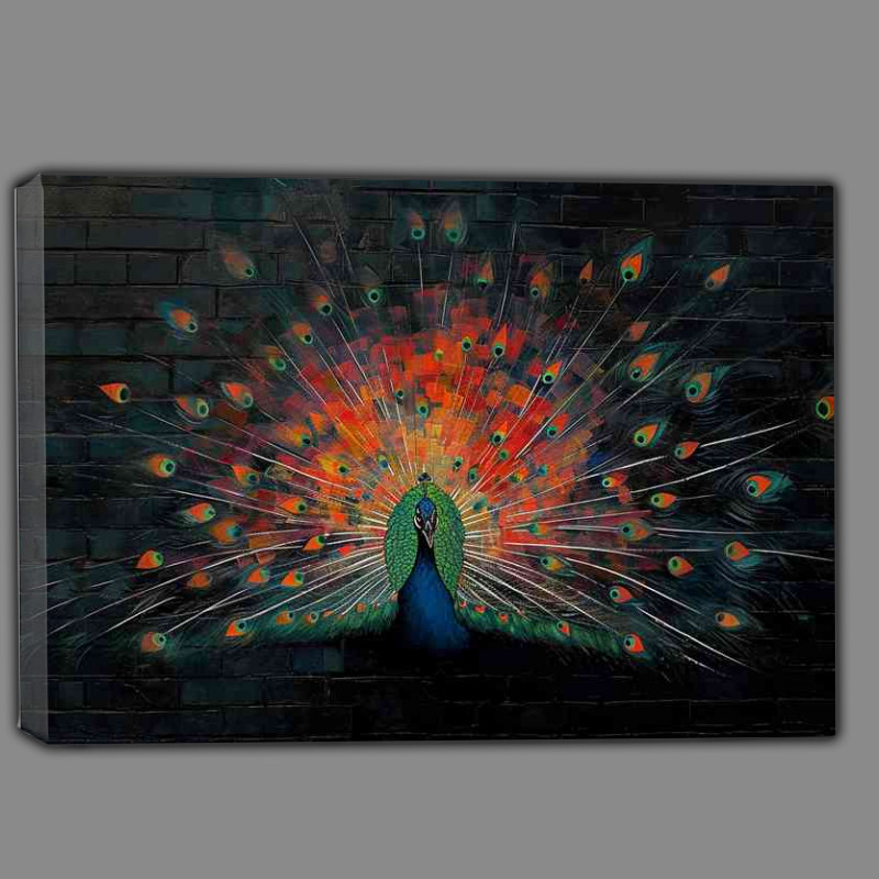 Buy Canvas : (The painted peacock on a wall)