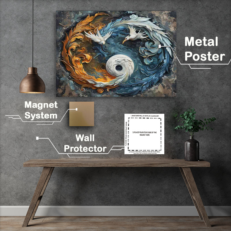 Buy Metal Poster : (Yin Yang birds Flying)