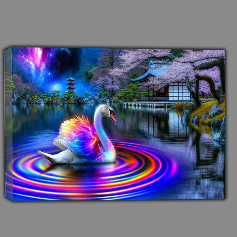 Buy Canvas : (swan its feathers a spectrum of radiant light)
