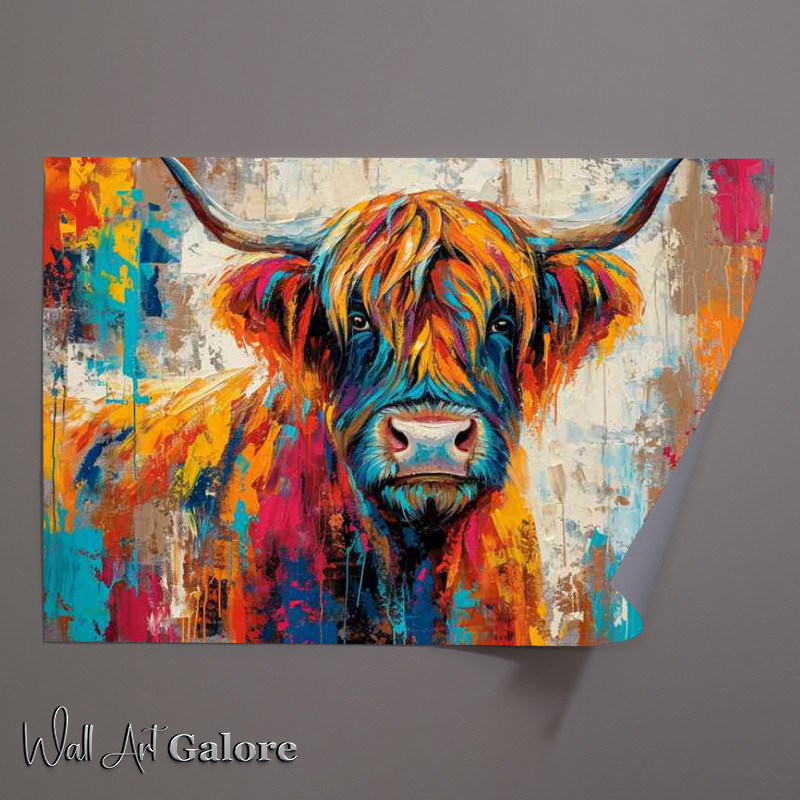 Buy Unframed Poster : (A Colourful highland cow painted style)