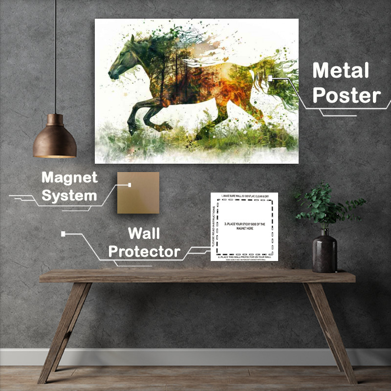 Buy Metal Poster : (A beautiful horse with an earth goddess body)