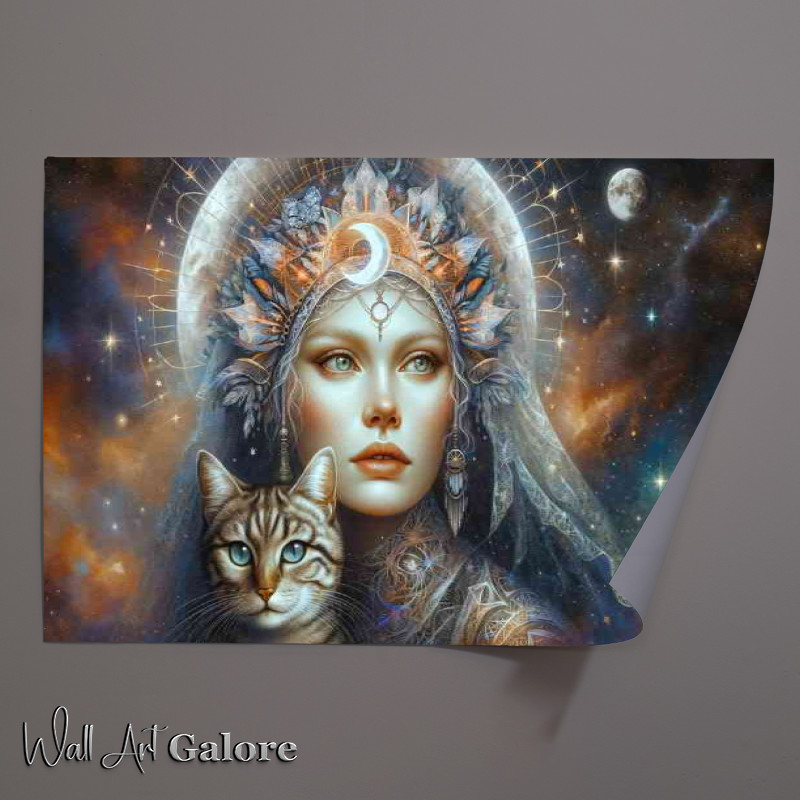 Buy Unframed Poster : (A captivating woman with an ethereal beauty Cat)