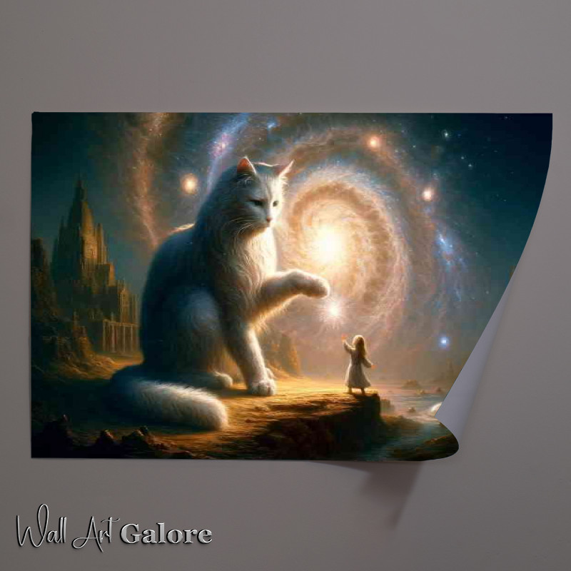 Buy Unframed Poster : (A majestic cat and a small girl reaching out to touch)