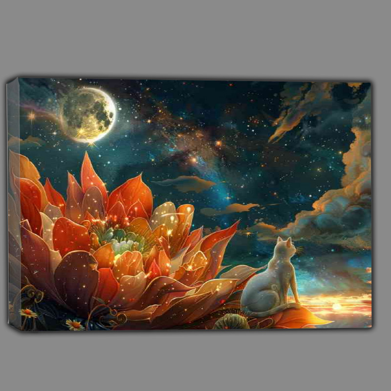 Buy Canvas : (A whimsical goddess flower and cat)