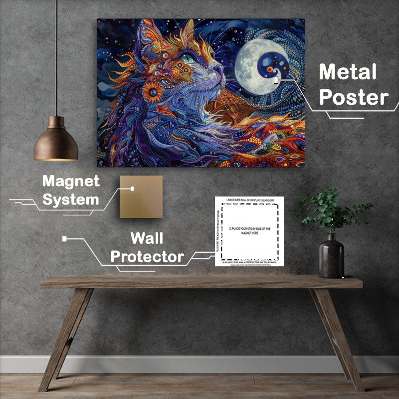 Buy Metal Poster : (Beautiful cat abstract style)