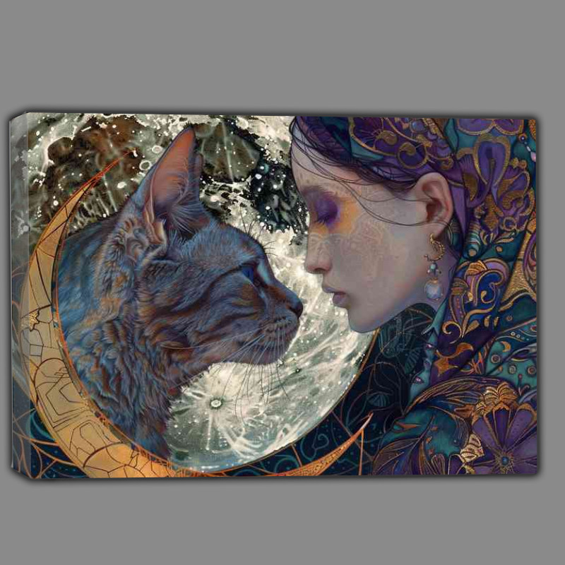 Buy Canvas : (Beautiful cat and lady)