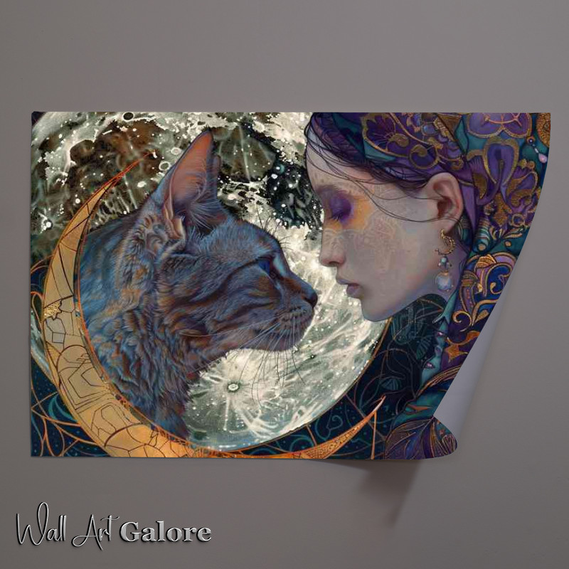 Buy Unframed Poster : (Beautiful cat and lady)