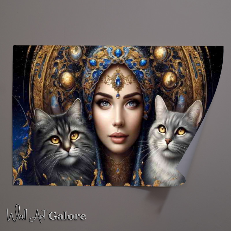 Buy Unframed Poster : (Captivating woman with deep soul with cats)