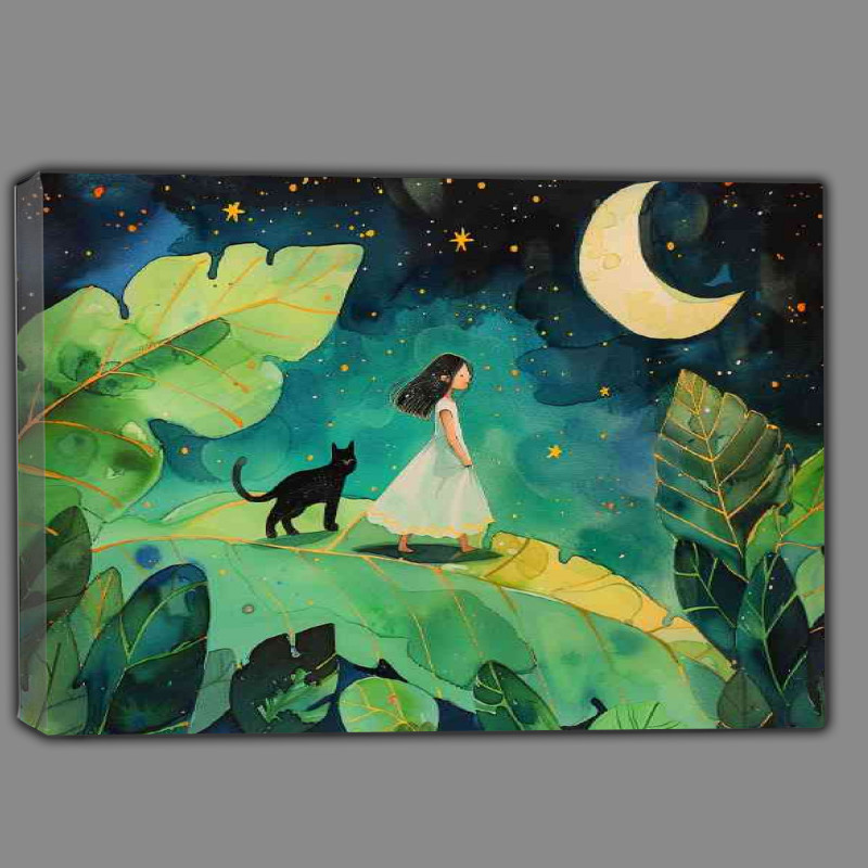 Buy Canvas : (Cat and the little girl enchanting)