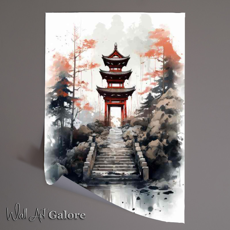 Buy : (Journey Watercolor Waves Torii Tales Poster)