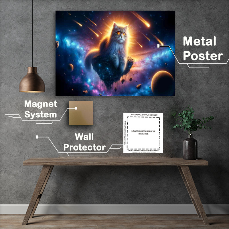 Buy Metal Poster : (Celestial cat with fur that glistens like the Milky Way)