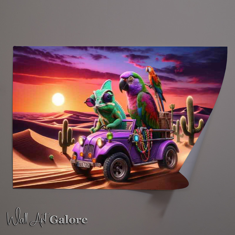 Buy Unframed Poster : (Chameleon and a parrot, both sporting tiny sunglasses)
