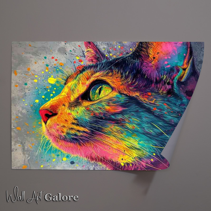 Buy Unframed Poster : (Colourful cat gazing into the sky)