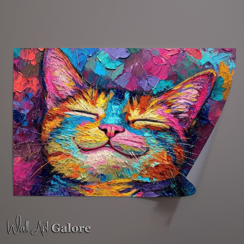 Buy Unframed Poster : (Colourful cat with a smilly face)