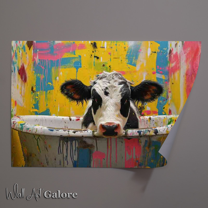 Buy Unframed Poster : (Cow in a painted bath)