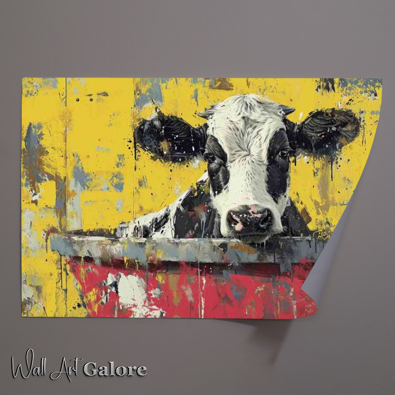 Buy Unframed Poster : (Cow in a tub street art style)
