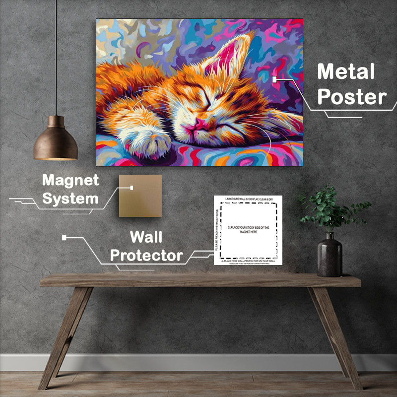 Buy Metal Poster : (Cute kitten sleeping)