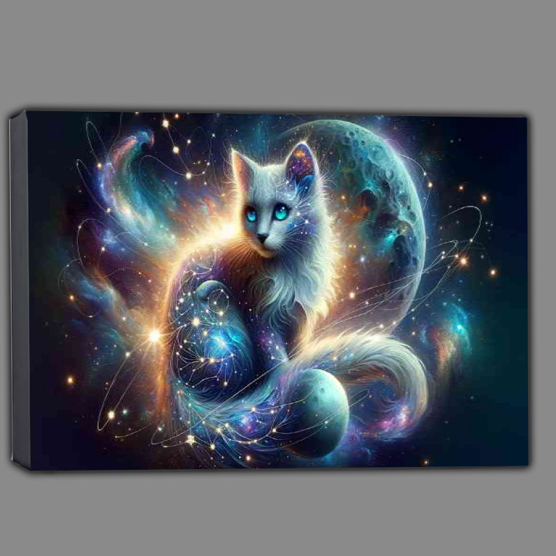 Buy Canvas : (Ethereal cosmic Cat its fur interwoven with constellations)